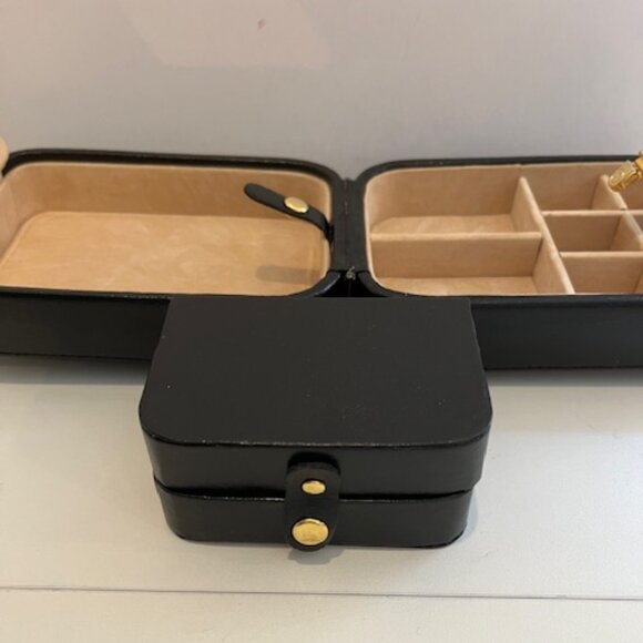 Wolf Designs Duo Compact Vintage Leather Travel Jewelry Case + small Inner Case - Picture 5 of 16